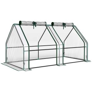 Drivhus Foliehus Väderbeständig Transparent Stål och PVC för Trädgård Vinterhärdig med Dörr Robust 180x90x90 cm