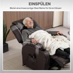 Fåtölj med Uppresningshjälp Brun Konstläder för Äldre Elektrisk Relaxstol med Fjärrkontroll och Mugghållare Bekväm Vilostol med Värme