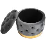 Vintage Pall Bröstpall Fotpall med Förvaringsutrymme Stoppad Pall Metall och Skum Kolgrå 55 X 55 X 42 Cm