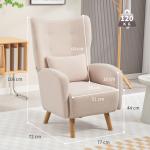 Stoppad Accentstol med Plyschöverdrag, Skumkudde och Wingback-design, Beige
