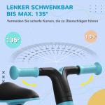 Balanscykel Barncykel Blå av Metall och Plast för Barn 1,5-3 År Höj och Sänkbar Sits Utan Pedal Perfekt för Första Körförsök