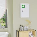Kleankin Medicinskåp Väggskåp Vit av Kallvalsat Stål för Hem Låsbart Skåp med 3 Fack Barnsäkert 30 x 14 x 46 cm