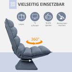 Golvsoffa Golvstol Grå av Mikrofiberduk och Metall för Avkoppling och Meditation Roterande med Justerbart Ryggstöd Bekväm 62 x 62 x 95 cm