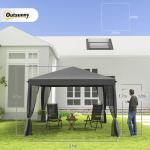 Fällbart Paviljong Lusthus Ljusgrå Svart av Oxford Tyg och Metall för Trädgård och Evenemang med Sidoväggar och Bärväska Skyddande 3 x 3 m