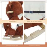 Gunghäst Gungleksak Brun Plysch och Trä för Barn Gungbjörn med Sång Present och Julklapp