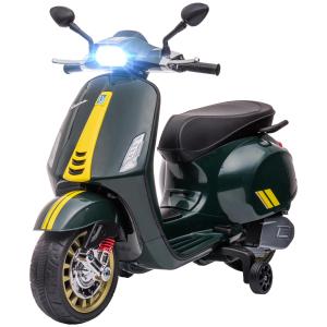 Elmotorcykel Barnmotorcykel Mörkgrön av Plast och Metall för Barn 3-6 År 6V Fordon med MP3 och LED Strålkastare 3 km/h