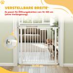 Barngrind Utan Borrning Vit Metall för Trappa och Dörr Säkerhetsgrind med Automatisk Stängning Justerbar Bredd 76 till 80 cm
