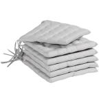 Sittdynor Stolsdynor Ljusgrå av Polyester och Skum för Inomhus och Utomhusbruk Set med 6 Dynor med Knytband 40 x 40 x 4 cm