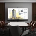 Projektorduk med Stativ och HD 4K-upplösning för Hemmabio Hållbar och Ergonomisk Svart Tyg och Metall 221 x 124 cm