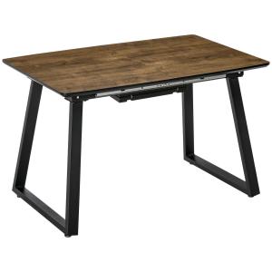 Utdragbart Matbord i Industriell Stil, Robust Köksbord med Metallben, Flexibel Matplats för 6 Personer, Svart/Brun, 120-160 x 80 cm