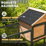 Kaninbur Smådjursbur 2 Våningar Gul av Massivt Trä för Kaniner Vintertätt Hus med Sadeltak och Utomhusinhägnad 217 x 53 x 86 cm
