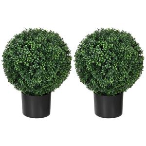 Konstgjorda Växter Buxbom Grön av Plast för Vardagsrum och Trädgård Set med 2 UV-Beständiga Växter i Blomkruka 52 cm