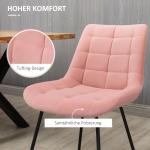 Matsalsstolar Köksstolar Set om 2 Rosa av Sammet och Stål för Vardagsrummet Retrodesign Stol med Ryggstöd