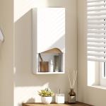 Väggskåp Badrum Vit MDF för Toalett och Badrum Hängande Skåp med Soft Close-Dörr och Hylla Platsbesparande 30 × 17 × 67 cm
