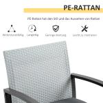 Polyrattan Balkongmöbelset för 2 Personer, Sidobord, Sittdyna, Stål, Svart + Grå