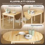 Fällbart Matbord i Trä, Drop Leaf Design, för 6 Personer, Naturträ, 140 x 70 x 75 cm