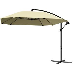 Parasoll Fribärande Paraply med Vev Beige av Aluminium för Trädgård och Terrass Vattentätt Solskydd med Stativ 260 cm