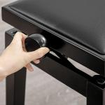 Justerbar Pianopall i Konstläder, Bekväm Pianobänk med Förvaring, Ergonomisk Sittplats för Musiker, Svart, 63 x 33 x 45-56 cm