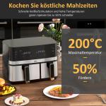 Airfryer 2700 W med 8 Inställningar, Svart + Silver, 41,8 x 39,2 x 31,1 cm