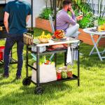 Grillvagn Serveringsvagn med Arbetsyta Svart av Rostfritt Stål för Trädgård och Grill Höjdjusterbart Bord med Handtag 100 x 52 x 80 cm