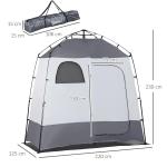 Dusch- och Toalettält för 2 Personer, Rymligt Omklädningsrum för Camping, Smidigt Insynsskydd med Fönster, Grå