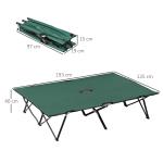 Dubbel Campingsäng med Bärväska, Hopfällbar Tältsäng för 2 Personer, Robust Extrasäng för Utomhusbruk, Grön/Svart, 193 x 125 x 40 cm