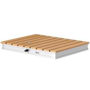 Utomhusdusch Trädgårdsdusch med Justerbart Fothjul i Aluminium, upp till 4 m Fontänhöjd, Naturligt Trä, 70x55 cm