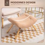 Modern Fotpall med Fleeceöverdrag och Träben för Vardagsrum, Sovrum och Hall, Brun