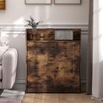 Matbord Hopfällbart Rustik Brun Spånskiva och Metall för Kök Klaffbord med Hylla Platsbesparande Industriell Design 80x90x93 cm