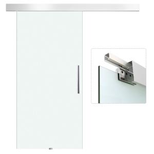 Skjutdörr Rumsdörr Glas Satinfinish och Aluminium för Vardagsrum och Kontor Modern Design med Handtag 102,5 X 205 Cm