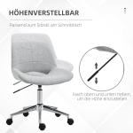 Kontorsstol Skrivbordsstol Ljusgrå av Tyg och Metall för Bekvämt Arbete Utan Armstöd Höj och Sänkbar Stabil Snurrstol upp till 110 kg