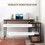 L-Format Hörnskrivbord med Hylla, Rymligt Datorbord med Låda för Hemmakontor, Industriell Design i Trä och Metall, Rustik Brun, 135 x 90 x 79 cm