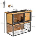 Smådjurshus Hållbar Ljusgul Trä Metall för Husdjur med Låsbar Dörr och Upphöjd Design för Skydd och Komfort 89,5 x 45 x 81 cm