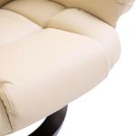 Avkopplingsstol Vridbar Fåtölj Kräm av Konstläder och Metall för Vardagsrum och Sovrum TV Stol med Liggfunktion och Pall