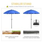 Parasoll Uteplatsparaply Blå av Stål och Polyester för Trädgård och Balkong med UV-skydd och Justerbar Lutning 8 Stag Marknadsparaply 180 cm