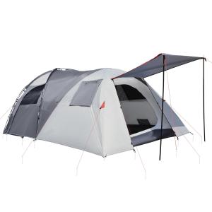 Campingtält Tunneltält Grå av Polyester och Glasfiber för 5 Personer med Sovrum och Bärväska Vattentät 2000 mm Vattenpelare Rymlig Design