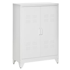 Arkivskåp Stabil Vit Metall för Förvaring i Kontor och Hem med Magnetisk Lamelldörr och Hyllplan Robust Konstruktion 75 x 33 x 110 cm