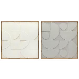 Väggdekoration 3D Modern Vit Konstmaterial för Vardagsrum Geometrisk Design 2-pack Elegant Konst 80x3,5x80 cm