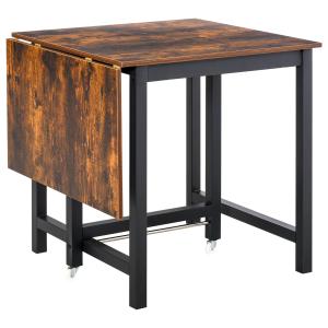 Matbord Fällbord Brun av Metall och Trä för Kök och Matsal Hopfällbart Köksbord med Hjul 118 x 70 x 76,5 cm