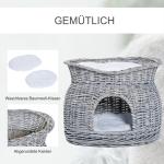 Katthus Vattenhyacint med Tak Flätad Kattkoja med Mjuk Kudde Elegant Sovplats för Inomhusbruk Grå