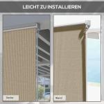 Vertikal Markis Rullgardin Beige av Tyg och Metall för Paviljong och Trädgård Balkonggardin med Handvev Mörkläggning 120 x 185 cm