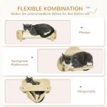 Kattklättervägg Klösträd Beige av Plysch och Sisal för Katter 5 Delar med Trappor i Molnform och Skrapstolpar Hängmatta