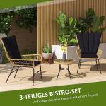 Balkongbistroset i Boho-stil, Väderbeständig, Svart, 76 x 66 x 96 cm