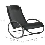 Gungstol Trädgårdsstol med Kudde Väderbeständig Stål och Textlinje upp till 120 Kg Svart 105 X 62 X 88 Cm