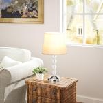 Bordslampa Sänglampa Silver av Glas och Metall för Sovrum USB Uppladdningsbar Kristallampa E27 23 x 23 x 45 cm