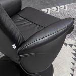 Relaxstol TV-Stol Svart av Konstläder och Metall för Vardagsrum och Sovrum Snurrbar Klädd Stol med Pall och Liggfunktion