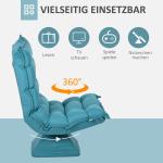 Golvstol Golvsoffa Blå av Tyg och Metall för Vardagsrum och Kontor Justerbar och Vridbar Meditationsstol Relaxstol