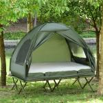Förhöjd Campingsäng med Kupoltält och Luftmadrass Inkl. Pump Taft för Utomhusäventyr Grön 193 X 136 X 178 Cm