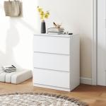 Byrå med 3 Lådor Vit Spånskiva för Sovrum och Hall Modern Förvaringsmöbel med Rymliga Lådor Stabil och Platsbesparande Design