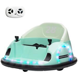 Stötfångarbil med 360° Rotation, 2 km/h, Säkerhetsbälte, LED-ljus och Musik, Grön